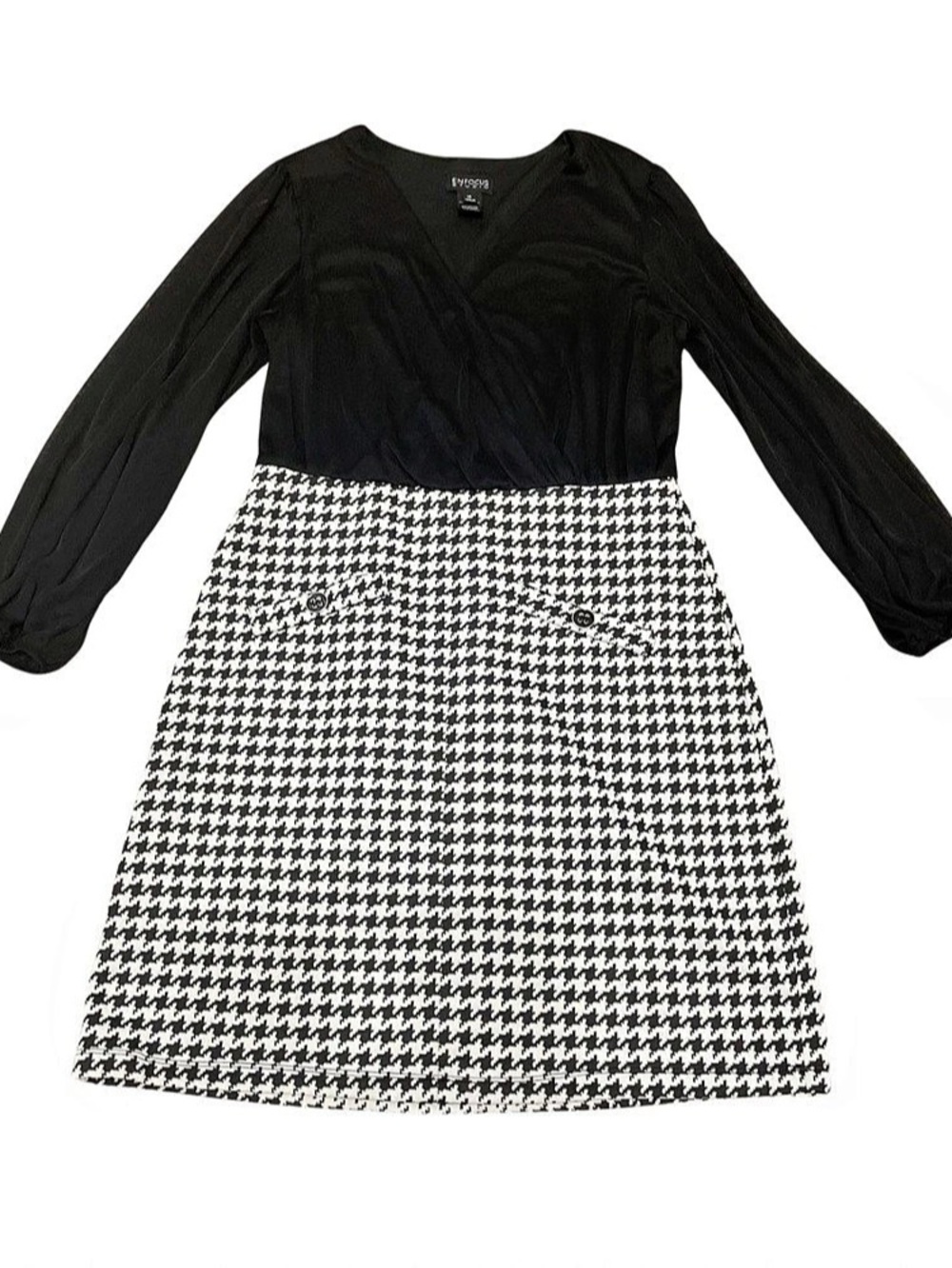 Enfocus Studio Black & White Dress With Patterned Skirt Attached